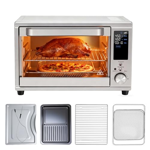 NEWBULIG 30QT Air Fryer Toaster Oven, 13-in-1 Multi-Function Smart Airfryer, Large Countertop Air Fryer Oven, 0-450°F Heating Control, 120 Min Timer, Chrome Fry Basket, Interior Light - My Kitchen Products