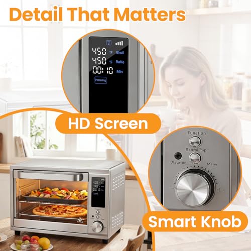 NEWBULIG 30QT Air Fryer Toaster Oven, 13-in-1 Multi-Function Smart Airfryer, Large Countertop Air Fryer Oven, 0-450°F Heating Control, 120 Min Timer, Chrome Fry Basket, Interior Light - My Kitchen Products