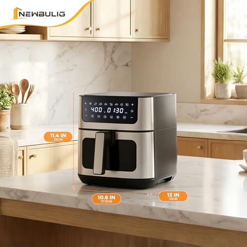 NEWBULIG Air Fryer 6.34QT Airfryer with Visible Window Stainless Steel - My Kitchen Products