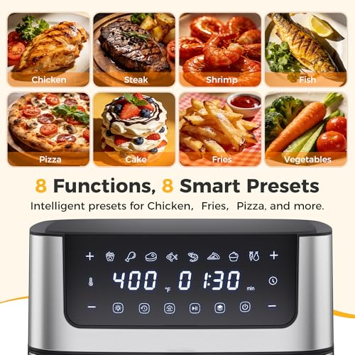 NEWBULIG Air Fryer 6.34QT Airfryer with Visible Window Stainless Steel - My Kitchen Products