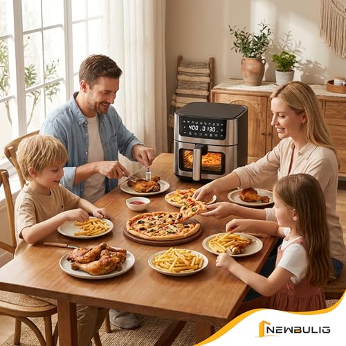 NEWBULIG Air Fryer 6.34QT Airfryer with Visible Window Stainless Steel - My Kitchen Products