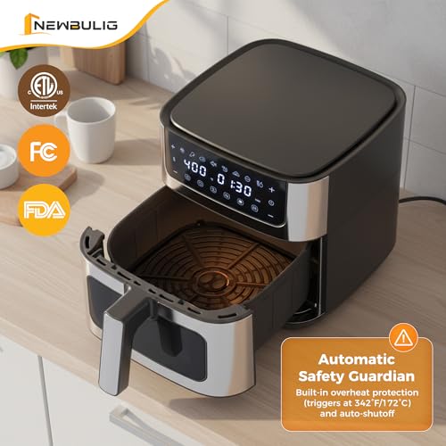 NEWBULIG Air Fryer 6.34QT Airfryer with Visible Window Stainless Steel - My Kitchen Products