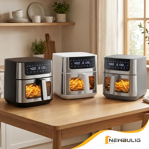 NEWBULIG Air Fryer 6.34QT Airfryer with Visible Window Stainless Steel - My Kitchen Products