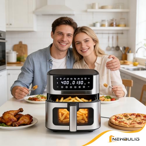 NEWBULIG Air Fryer 6.34QT Airfryer with Visible Window Stainless Steel - My Kitchen Products