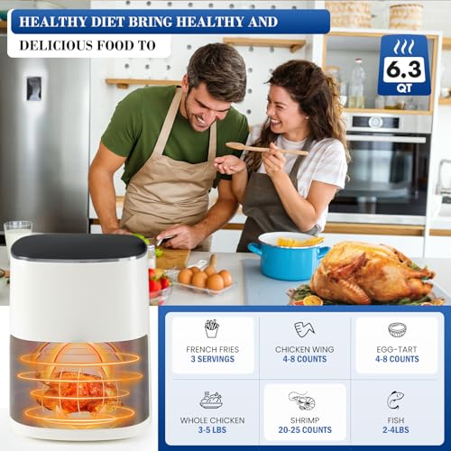 NEWBULIG Air Fryer, 6QT Square Airfryer with Visual Window, 400℉ Fast Heating Air Fryers Oven with Timer, Auto-Off, Non Toxic & Non Stick, Multiple 12 Modes for Roast, Bake, Dehydrate, Fry, Reheat - My Kitchen Products