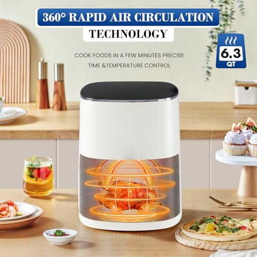 NEWBULIG Air Fryer, 6QT Square Airfryer with Visual Window, 400℉ Fast Heating Air Fryers Oven with Timer, Auto-Off, Non Toxic & Non Stick, Multiple 12 Modes for Roast, Bake, Dehydrate, Fry, Reheat - My Kitchen Products