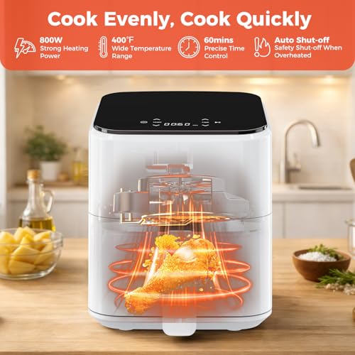 NEWBULIG Air Fryer, Compact Digital 3 Qt Airfryer with Nonstick Plate & Dishwasher Safe Basket, Quick Easy Meals, Features Auto Shutoff and Simple Touchscreen, Ideal for Small Spaces - My Kitchen Products