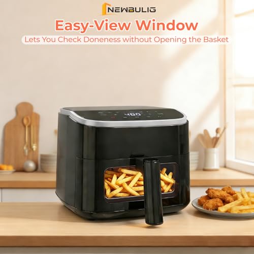 NEWBULIG Air Fryer，4QT Small AirFryer with Easy View Window and Interior Light, Digital Touchscreen with 8 Presets for Custom Cooking, Nonstick and Dishwasher Safe Basket, Black - My Kitchen Products