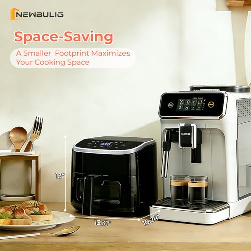 NEWBULIG Air Fryer，4QT Small AirFryer with Easy View Window and Interior Light, Digital Touchscreen with 8 Presets for Custom Cooking, Nonstick and Dishwasher Safe Basket, Black - My Kitchen Products