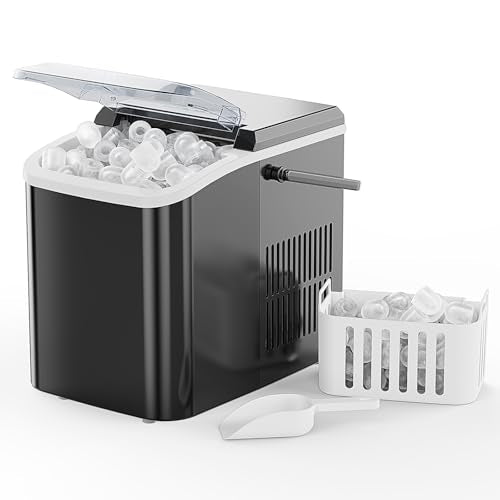 NEWBULIG Ice Makers Countertop with Handle, Portable Ice Machine, 9 Bullet Ice Cubes in 6 Mins, 26lbs in 24Hrs, Auto-Cleaning, with Basket and Scoop, for Home, Kitchen, RV, Camping,Black - My Kitchen Products