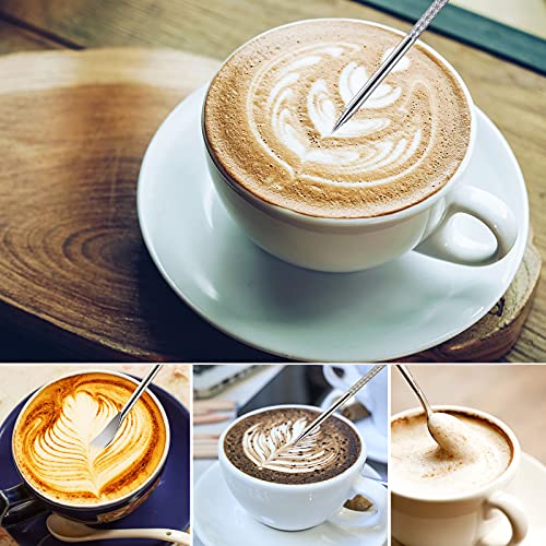 NewGF Milk Frothing Pitchers-12oz/350ML Stainless Steel Steaming Pitchers, Scale Coffee/Milk/Cappuccino/Latte Art Barista Steam Pitchers, Milk Jug Cup with Decorating Pen-Silver - My Kitchen Products