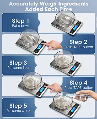 Nicewell Food Scale, 22lb Digital Kitchen Scale Weight Grams and oz for Cooking Baking, 1g/0.1oz Precise Graduation, Stainless Steel and Tempered Glass - My Kitchen Products