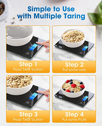 Nicewell Food Scale Digital Weight Grams and oz, 22lb Kitchen Scale for Cooking Baking, 1g/0.1oz Precise Graduation, Sleek Tempered Glass Platform - My Kitchen Products