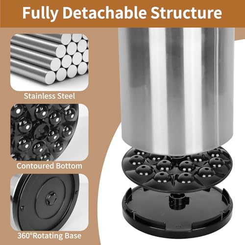 Nigelia Extra Large Kitchen Utensil Holder, 360° Rotating Stainless Steel Cooking Utensil Holder for Countertop, 3 Compartment Flatware Organizer & Cooking Caddy with Removable Base（Silvery） - My Kitchen Products
