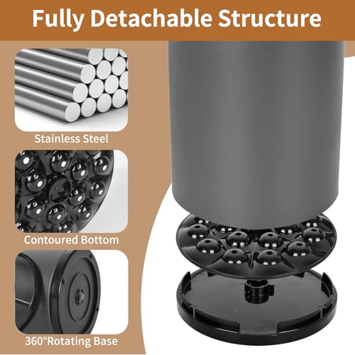 Nigelia Extra Large Kitchen Utensil Holder - 360° Rotating Stainless Steel Cooking Utensil Holder for Countertop, 3 Compartment Flatware Organizer & Utensil Caddy with Removable Base（Grey） - My Kitchen Products