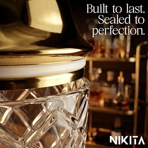 Nikita Cocktail Shaker, 5-Piece Martini Shaker & Bartender Kit with Bar Accessories Strainer, Jigger, Spoon & Muddler, Gold 16oz Drink Mixer with Bartender Accessories - My Kitchen Products