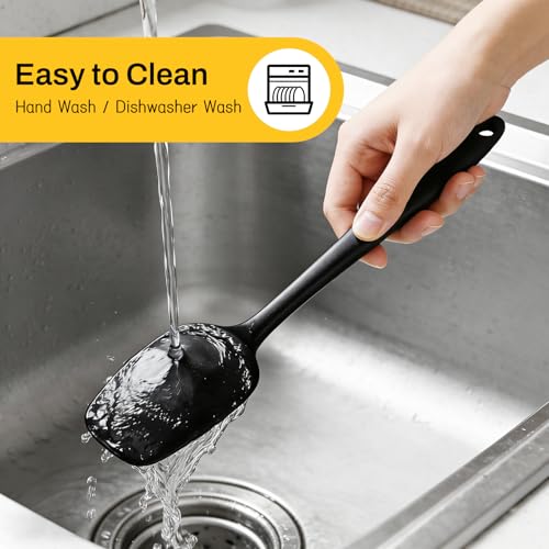 NileHome Silicone Spatula Set, 6 Pieces Food Grade Kitchen Utensils with Silicone Brush Heat Resistant Up to 600°F Dishwasher Safe BPA-Free Rubber Spatula for Scraping, Baking, Cooking, Mixing-Black - My Kitchen Products