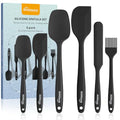 NileHome Silicone Spatula Set, 6 Pieces Food Grade Kitchen Utensils with Silicone Brush Heat Resistant Up to 600°F Dishwasher Safe BPA-Free Rubber Spatula for Scraping, Baking, Cooking, Mixing-Black - My Kitchen Products