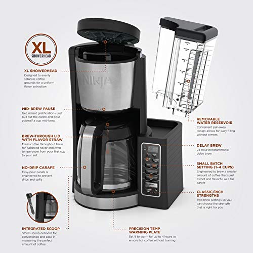 Ninja 12-Cup Programmable Coffee Maker with Classic and Rich Brews, 60 oz. Water Reservoir, and Thermal Flavor Extraction (CE201), Black/Stainless Steel - My Kitchen Products