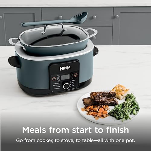 Ninja® 14-in-1 PossibleCooker™ PRO | 8.5qt, Sous Vide, Proof, Bake, & Steam Multicooker | Slow Cooker, Dutch Oven | Glass Lid & Integrated Spoon | Nonstick, Oven Safe Pot 500°F | Sea Salt Gray |MC1001 - My Kitchen Products