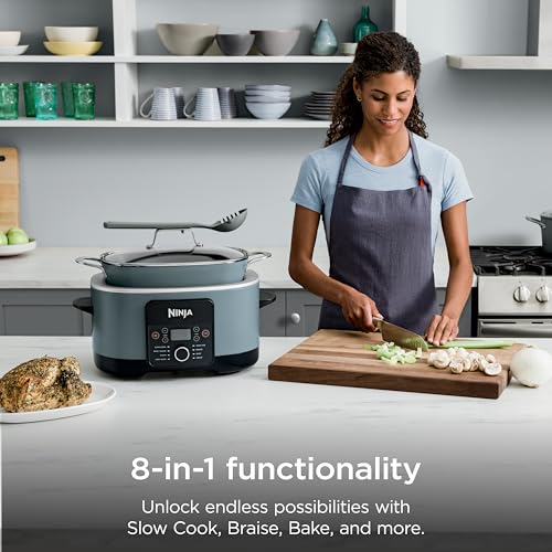 Ninja® 14-in-1 PossibleCooker™ PRO | 8.5qt, Sous Vide, Proof, Bake, & Steam Multicooker | Slow Cooker, Dutch Oven | Glass Lid & Integrated Spoon | Nonstick, Oven Safe Pot 500°F | Sea Salt Gray |MC1001 - My Kitchen Products
