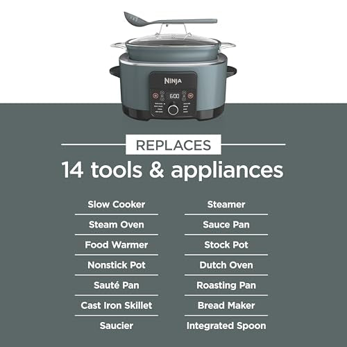 Ninja® 14-in-1 PossibleCooker™ PRO | 8.5qt, Sous Vide, Proof, Bake, & Steam Multicooker | Slow Cooker, Dutch Oven | Glass Lid & Integrated Spoon | Nonstick, Oven Safe Pot 500°F | Sea Salt Gray |MC1001 - My Kitchen Products
