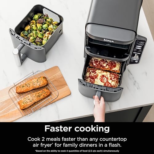 Ninja Air Fryer, 10QT DoubleStack XL 2-Basket, Compact Design, Cooks 5lb Whole Chicken, Feeds Up to 8 People, 6-in-1 Air Fryer, Roast, Bake & More, Easy to Clean, Dishwasher Safe Parts, Grey, SL401 - My Kitchen Products