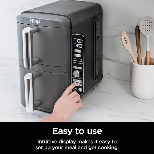 Ninja Air Fryer, 10QT DoubleStack XL 2-Basket, Compact Design, Cooks 5lb Whole Chicken, Feeds Up to 8 People, 6-in-1 Air Fryer, Roast, Bake & More, Easy to Clean, Dishwasher Safe Parts, Grey, SL401 - My Kitchen Products