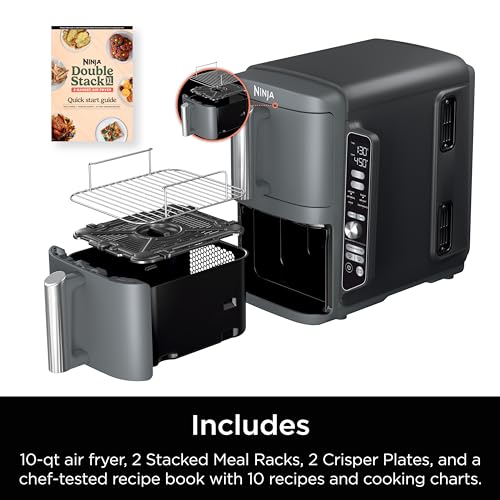 Ninja Air Fryer, 10QT DoubleStack XL 2-Basket, Compact Design, Cooks 5lb Whole Chicken, Feeds Up to 8 People, 6-in-1 Air Fryer, Roast, Bake & More, Easy to Clean, Dishwasher Safe Parts, Grey, SL401 - My Kitchen Products
