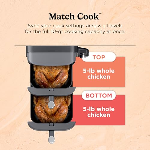 Ninja Air Fryer, 10QT DoubleStack XL 2-Basket, Compact Design, Cooks 5lb Whole Chicken, Feeds Up to 8 People, 6-in-1 Air Fryer, Roast, Bake & More, Easy to Clean, Dishwasher Safe Parts, Grey, SL401 - My Kitchen Products