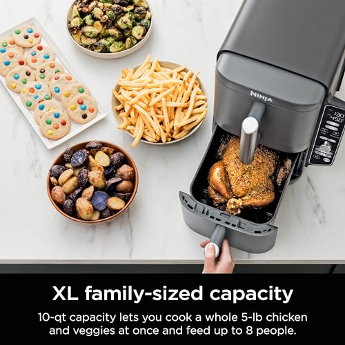 Ninja Air Fryer, 10QT DoubleStack XL 2-Basket, Compact Design, Cooks 5lb Whole Chicken, Feeds Up to 8 People, 6-in-1 Air Fryer, Roast, Bake & More, Easy to Clean, Dishwasher Safe Parts, Grey, SL401 - My Kitchen Products