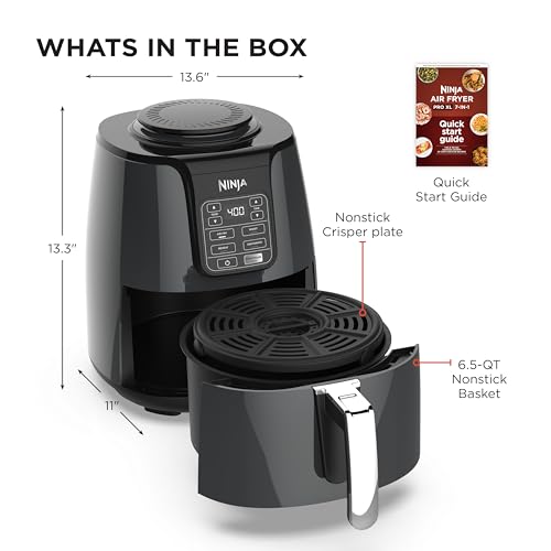 Ninja Air Fryer | 4 QT Capacity | 4-in-1 Roast, Crisp, Roast, Reheats, & Dehydrates | Dishwasher Safe Parts | 105°F-400°F | Includes 20 Easy & Healthy Recipes | 1550 watt | Grey | AF101 - My Kitchen Products