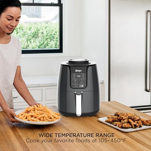 Ninja Air Fryer | 4 QT Capacity | 4-in-1 Roast, Crisp, Roast, Reheats, & Dehydrates | Dishwasher Safe Parts | 105°F-400°F | Includes 20 Easy & Healthy Recipes | 1550 watt | Grey | AF101 - My Kitchen Products