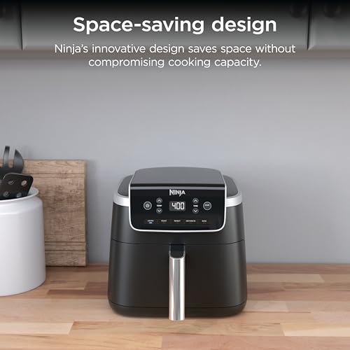 Ninja Air Fryer | 5 QT Capacity fit up to 4lbs of Fries | 5-in-1 Air Fry, Bake, Roast, Reheat, & Dehydrate | 400°F | Air Crisp Technology | 1750 Watts | Nonstick Basket & Crisper Plate | Grey | AF142 - My Kitchen Products
