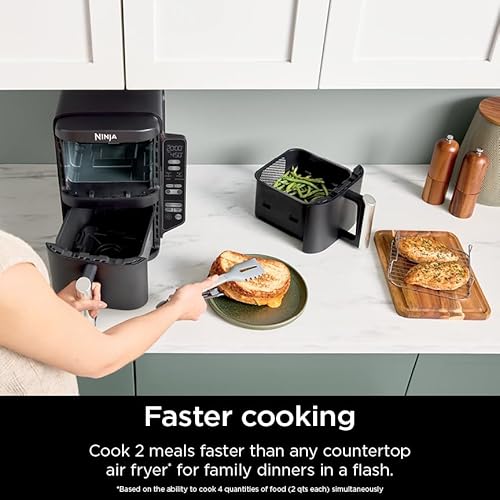 Ninja Air Fryer, 8 QT DoubleStack 2-Basket, Space Saving Design, Cooks 2lb Chicken Wings, Feeds up to 6 People, 6-in1 Air Fryer, Roast, Bake & More, Easy to Clean, Dishwasher Safe Parts, Black, SL201 - My Kitchen Products