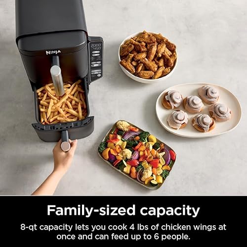 Ninja Air Fryer, 8 QT DoubleStack 2-Basket, Space Saving Design, Cooks 2lb Chicken Wings, Feeds up to 6 People, 6-in1 Air Fryer, Roast, Bake & More, Easy to Clean, Dishwasher Safe Parts, Black, SL201 - My Kitchen Products