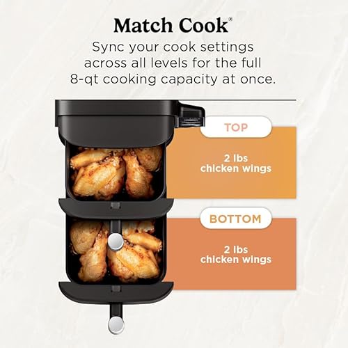 Ninja Air Fryer, 8 QT DoubleStack 2-Basket, Space Saving Design, Cooks 2lb Chicken Wings, Feeds up to 6 People, 6-in1 Air Fryer, Roast, Bake & More, Easy to Clean, Dishwasher Safe Parts, Black, SL201 - My Kitchen Products