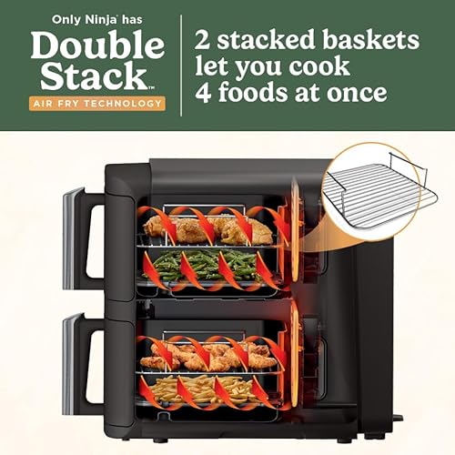Ninja Air Fryer, 8 QT DoubleStack 2-Basket, Space Saving Design, Cooks 2lb Chicken Wings, Feeds up to 6 People, 6-in1 Air Fryer, Roast, Bake & More, Easy to Clean, Dishwasher Safe Parts, Black, SL201 - My Kitchen Products