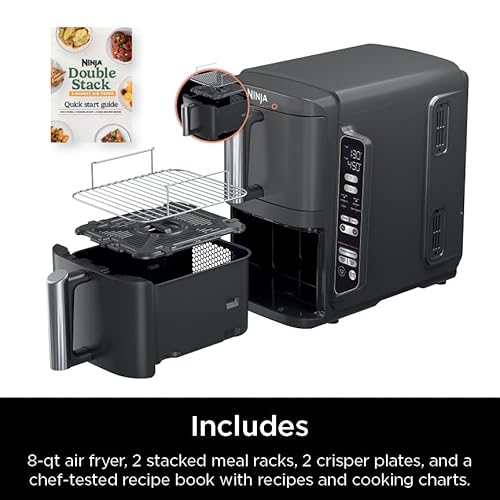 Ninja Air Fryer, 8 QT DoubleStack 2-Basket, Space Saving Design, Cooks 2lb Chicken Wings, Feeds up to 6 People, 6-in1 Air Fryer, Roast, Bake & More, Easy to Clean, Dishwasher Safe Parts, Black, SL201 - My Kitchen Products