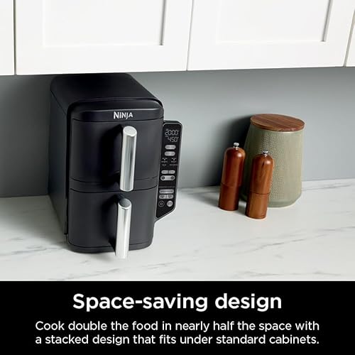 Ninja Air Fryer, 8 QT DoubleStack 2-Basket, Space Saving Design, Cooks 2lb Chicken Wings, Feeds up to 6 People, 6-in1 Air Fryer, Roast, Bake & More, Easy to Clean, Dishwasher Safe Parts, Black, SL201 - My Kitchen Products
