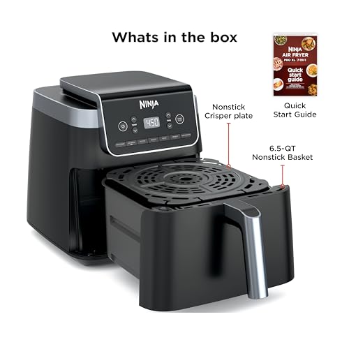 Ninja | Air Fryer Pro XL | 6.5QT Capacity fits up to 9lbs of Wings| 7-in-1 Max Crisp, Broil, Air Fry, Roast, Bake, Reheat & Dehydrate | Dishwasher Safe Parts | Space Saving | Grey | AF182AMZ - My Kitchen Products