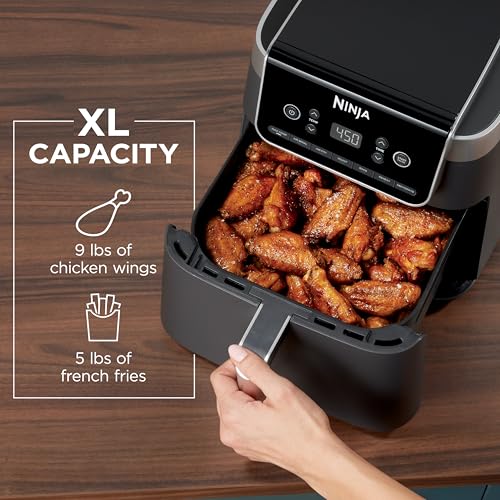 Ninja | Air Fryer Pro XL | 6.5QT Capacity fits up to 9lbs of Wings| 7-in-1 Max Crisp, Broil, Air Fry, Roast, Bake, Reheat & Dehydrate | Dishwasher Safe Parts | Space Saving | Grey | AF182AMZ - My Kitchen Products