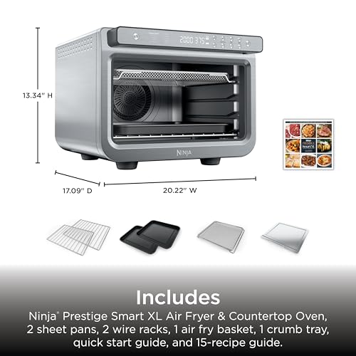 Ninja Air Fryer & Toaster Oven Combo | 10-in-1 Prestige Smart XL Countertop Oven | Bake up to 20 Cookies, Fit up to a 12lb Turkey | Pizza, Toast, Bake, Dehydrate | 1800 Watt | Stainless Steel | DT501 - My Kitchen Products
