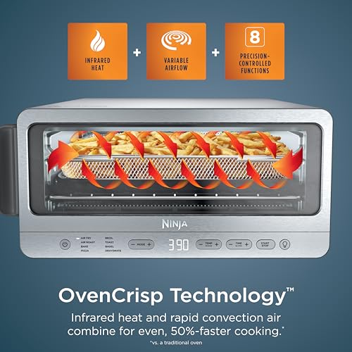 Ninja Air Fryer Toaster Oven Combo | 8-in-1 Functionality | Flip Up & Away for Storage Space | Air Fry Basket, Sheet Pan, Wire Rack & Removable Crumb Tray |1800 Watt | Stainless Steel | SP151 - My Kitchen Products