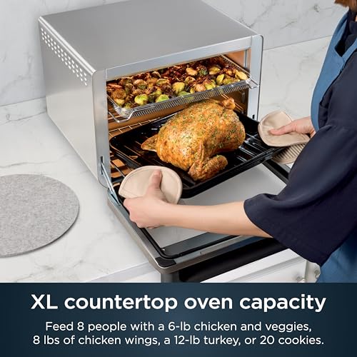 Ninja Air Fryer & Toaster Oven | Prestige Smart XL Countertop Oven | Bakes up to 20 Cookies, Fits up to a 12lb Turkey | Pizza, Toast, Bake, Air Fry & Reheat | 1800 Watts | Stainless Steel | DT501 (Renewed) - My Kitchen Products