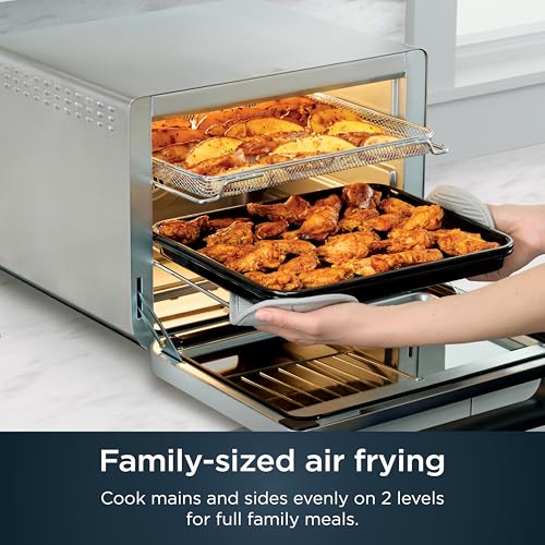 Ninja Air Fryer & Toaster Oven | Prestige Smart XL Countertop Oven | Bakes up to 20 Cookies, Fits up to a 12lb Turkey | Pizza, Toast, Bake, Air Fry & Reheat | 1800 Watts | Stainless Steel | DT501 (Renewed) - My Kitchen Products