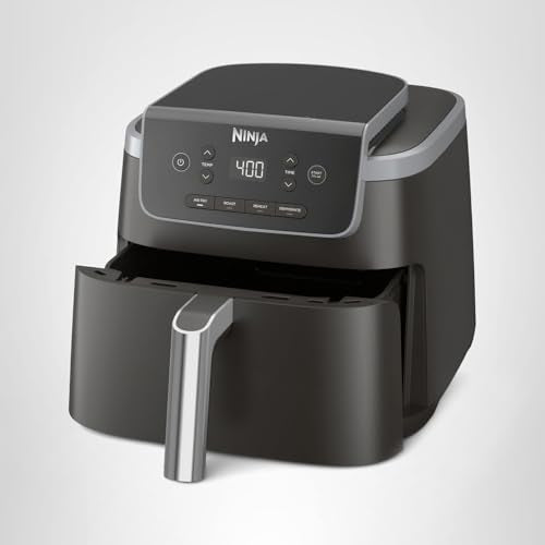 Ninja Air Fryer with Air Crisp | 5 QT Capacity fits up to 4lbs of Fries | 4-in-1 Pro Air Fry, Roast, Reheat, Dehydrate | 400°F Max Temp | 1750 Watts | W/Nonstick Basket & Crisper Plate | Grey | AF141 - My Kitchen Products