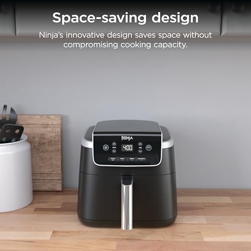Ninja Air Fryer with Air Crisp | 5 QT Capacity fits up to 4lbs of Fries | 4-in-1 Pro Air Fry, Roast, Reheat, Dehydrate | 400°F Max Temp | 1750 Watts | W/Nonstick Basket & Crisper Plate | Grey | AF141 - My Kitchen Products