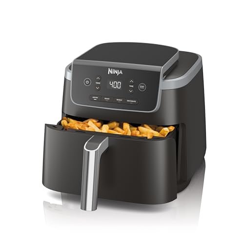 Ninja Air Fryer with Air Crisp | 5 QT Capacity fits up to 4lbs of Fries | 4-in-1 Pro Air Fry, Roast, Reheat, Dehydrate | 400°F Max Temp | 1750 Watts | W/Nonstick Basket & Crisper Plate | Grey | AF141 - My Kitchen Products