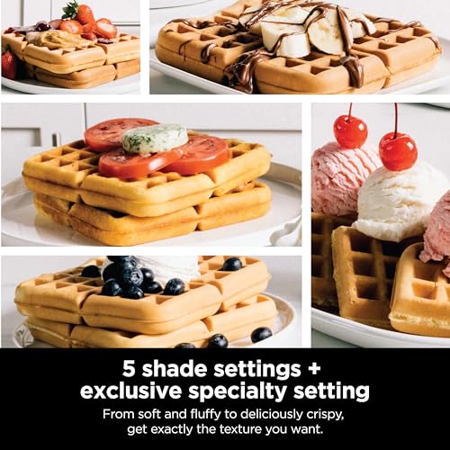 Ninja Belgian Waffle Maker Pro | Vertical Design | 5 Shade Settings with Precision-Pour Cup & Chef-curated Recipe Guide | Black & Silver | BW1001 - My Kitchen Products